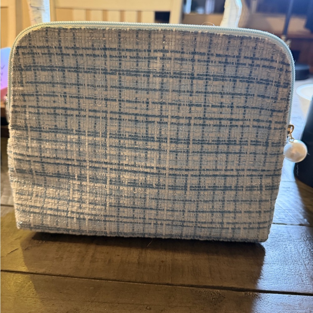 Ulta Beauty Blue and White Cosmetic Bag